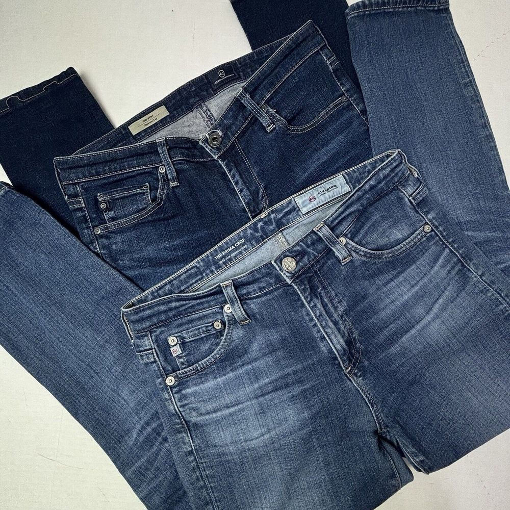 2‎ AG Adriano Goldschmied Womens 27R 29X25 Skinny Jeans Cigarette Blue LOT EUC